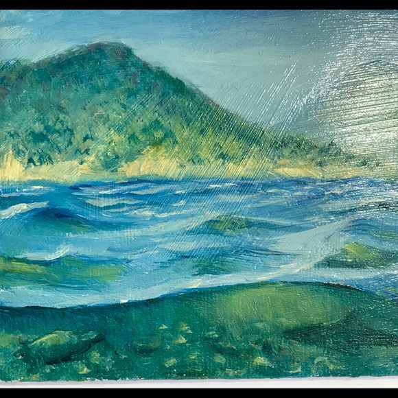 ⭕️ SOLD Original painting shark turtle seascape - Picture 4 of 8